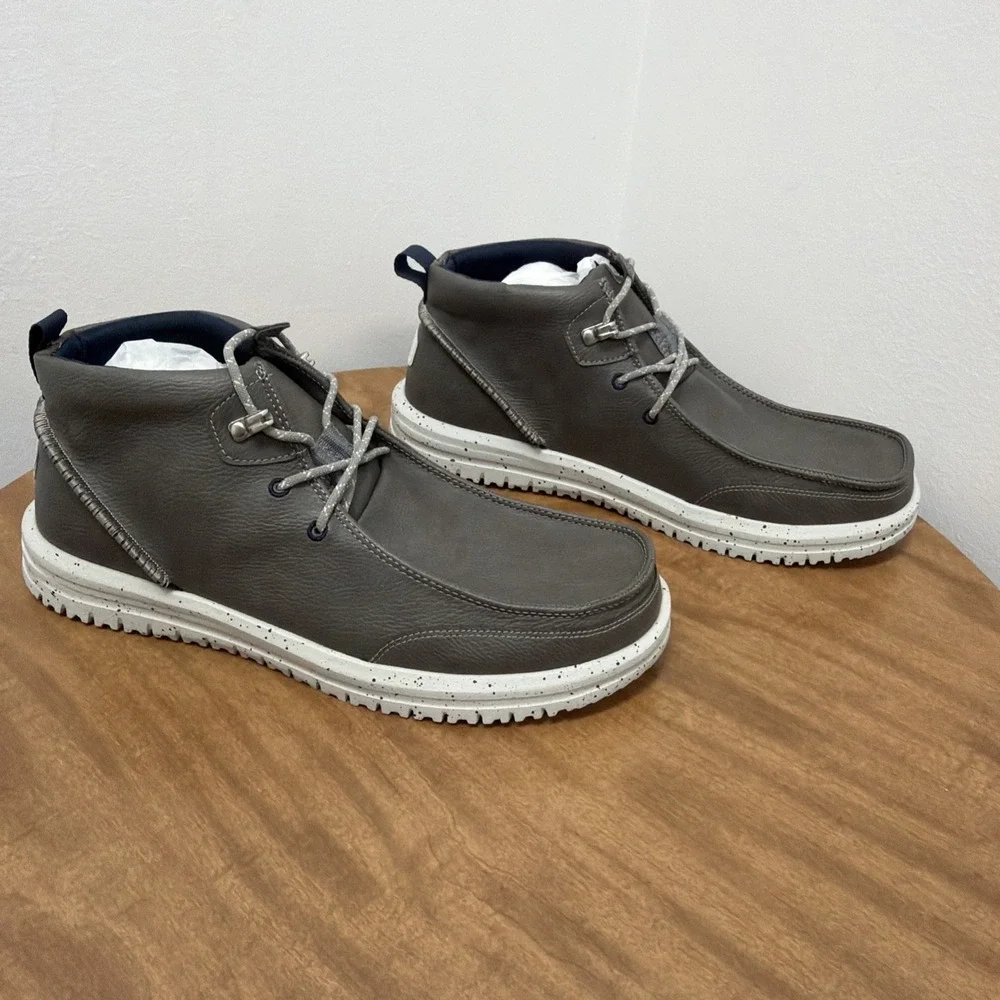 Hey Dude Bradley Chukka Classic Comfort Easy On Boots Men's 12 Gray Leather